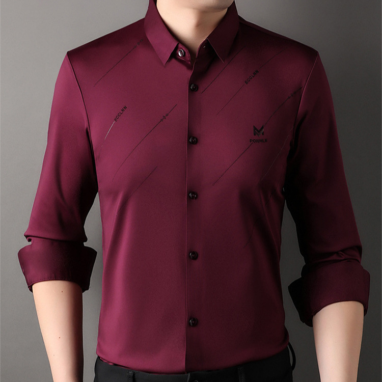 Chumeng mismo estilo camisa de hombre otoño nueva camisa de hombre negocio sin costuras casual superior antiarrugas planchado-libre transfronterizo