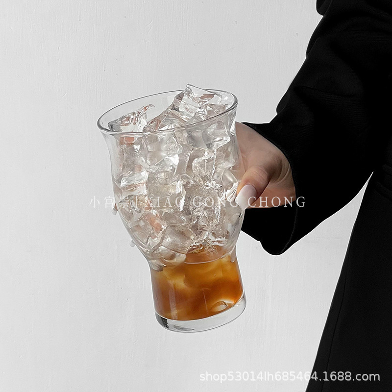 小众复古玻璃杯冰美式拿铁咖啡杯大容量果汁杯苏打气泡水杯饮料杯|undefined