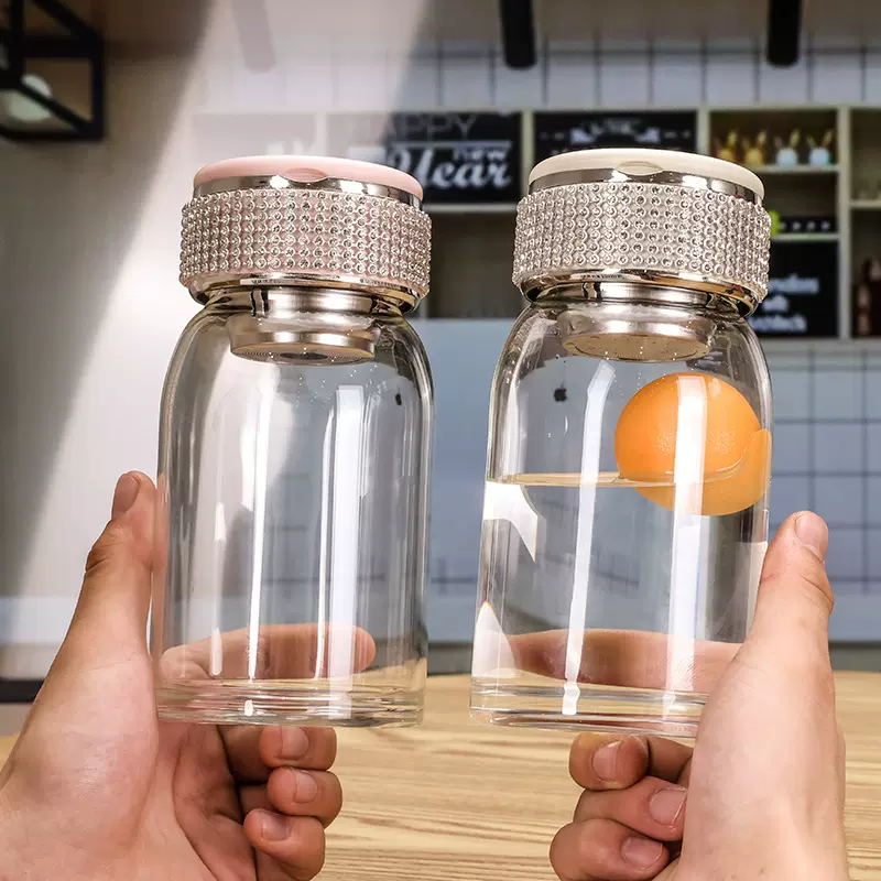 带钻杯子感轻奢高颜值水杯2025新款高硼硅玻璃杯耐高温泡茶杯