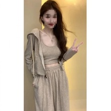 休闲运动套装女2024春装搭配一整套舒适感休闲卫衣卫裤三件套女款