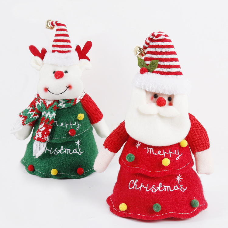 Decoraciones navideñas bolsa de regalo de caramelo de manzana decoración de ventana de Navidad adornos de muñeca de peluche