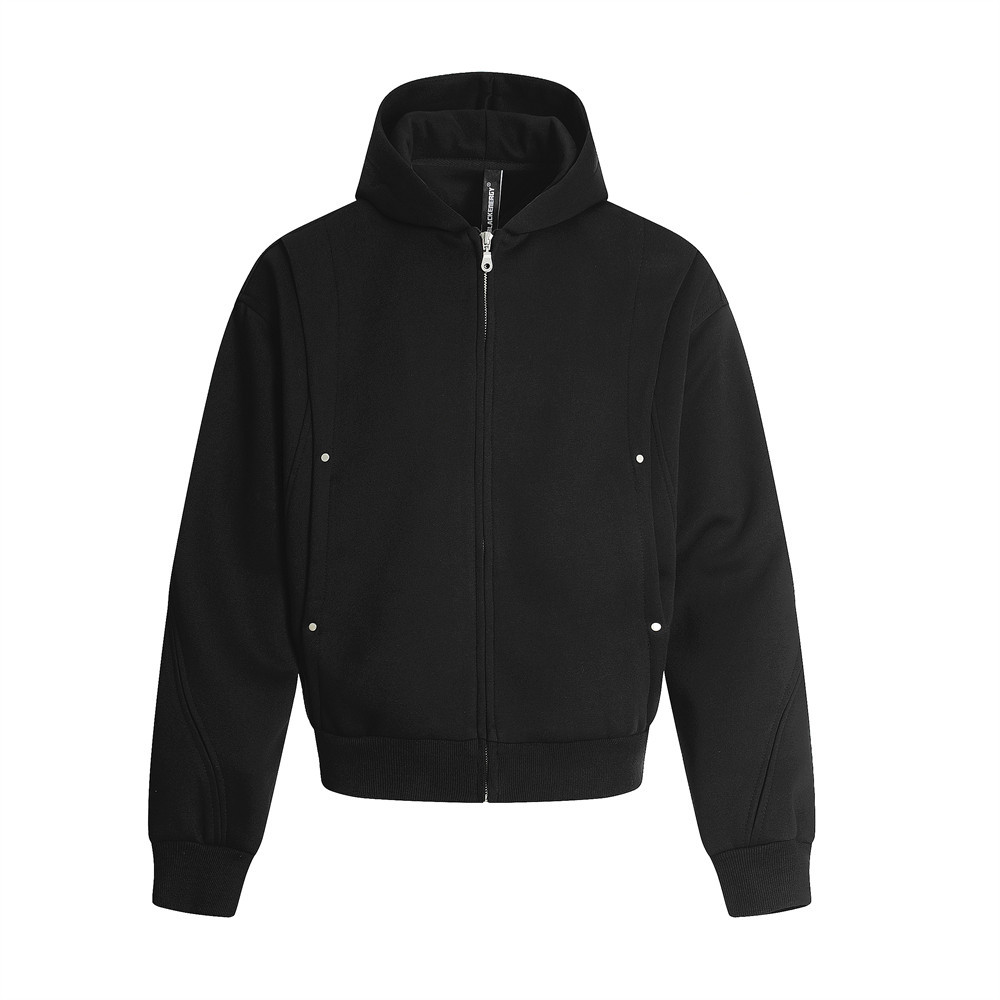 Kapuzen-Cardigan-Sweatshirt Vibe Trendy Brand Design Sense Frühling Herbst Herren Deconstructed Patchwork Pocket Short_voghion.com