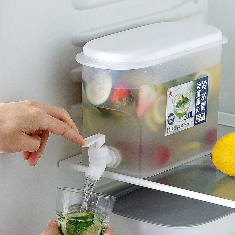 家用冰箱凉水壶塑料塑封冷泡简约水桶北欧风带龙头加厚批发|undefined