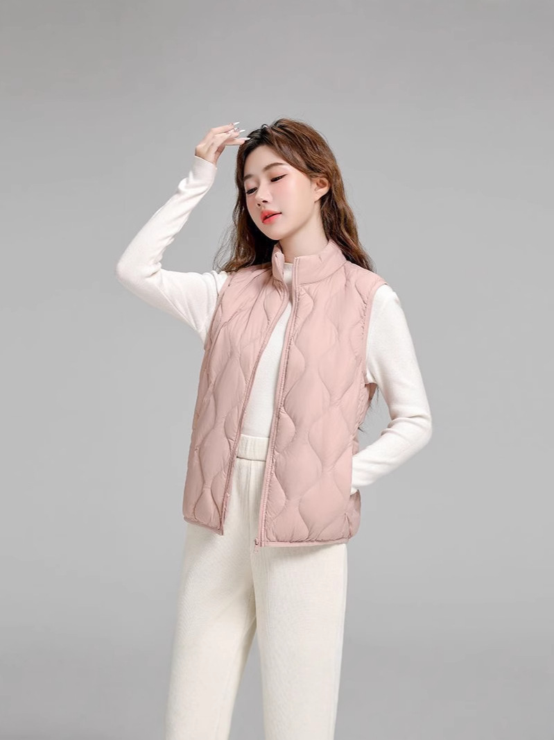 Chaqueta de plumón casual ligera de mujer moda polifacética blanca ligera caliente invierno y otoño abrigo delgado grande