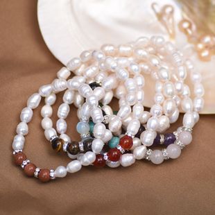 A Large Number of Wholesale Threaded Rice Beads, Agate Bracelets, Cost-Effective Cross-Border Exclusive for Foreign Trade Freshwater Pearl Bracelets