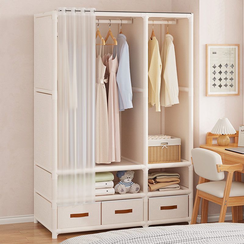 Simple wardrobe for home bedroom multi-layer Japanese storage cloth wardrobe rental house with drawer hanging wardrobe large capacity