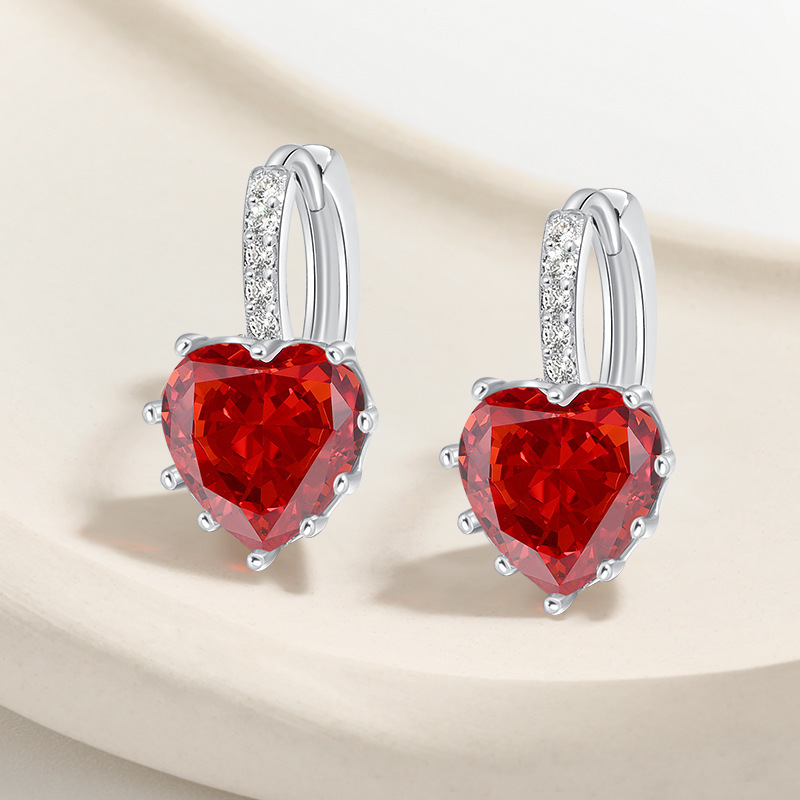 Inlay Design 1 Pair Shiny IG Style Heart Shape Inlay Copper Zircon Earrings