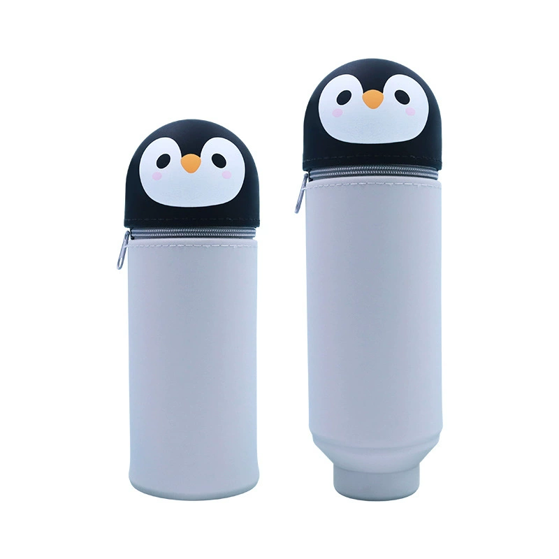Silicone Cartoon Pencil Case, Large-Capacity Foldable Stationery Pouch, Dinosaur & Animal Designs