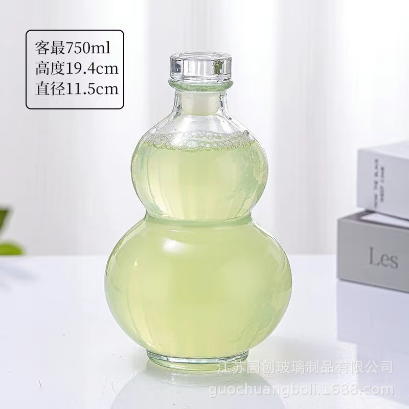 750ml 평면 유리 뚜껑 조롱박 병;