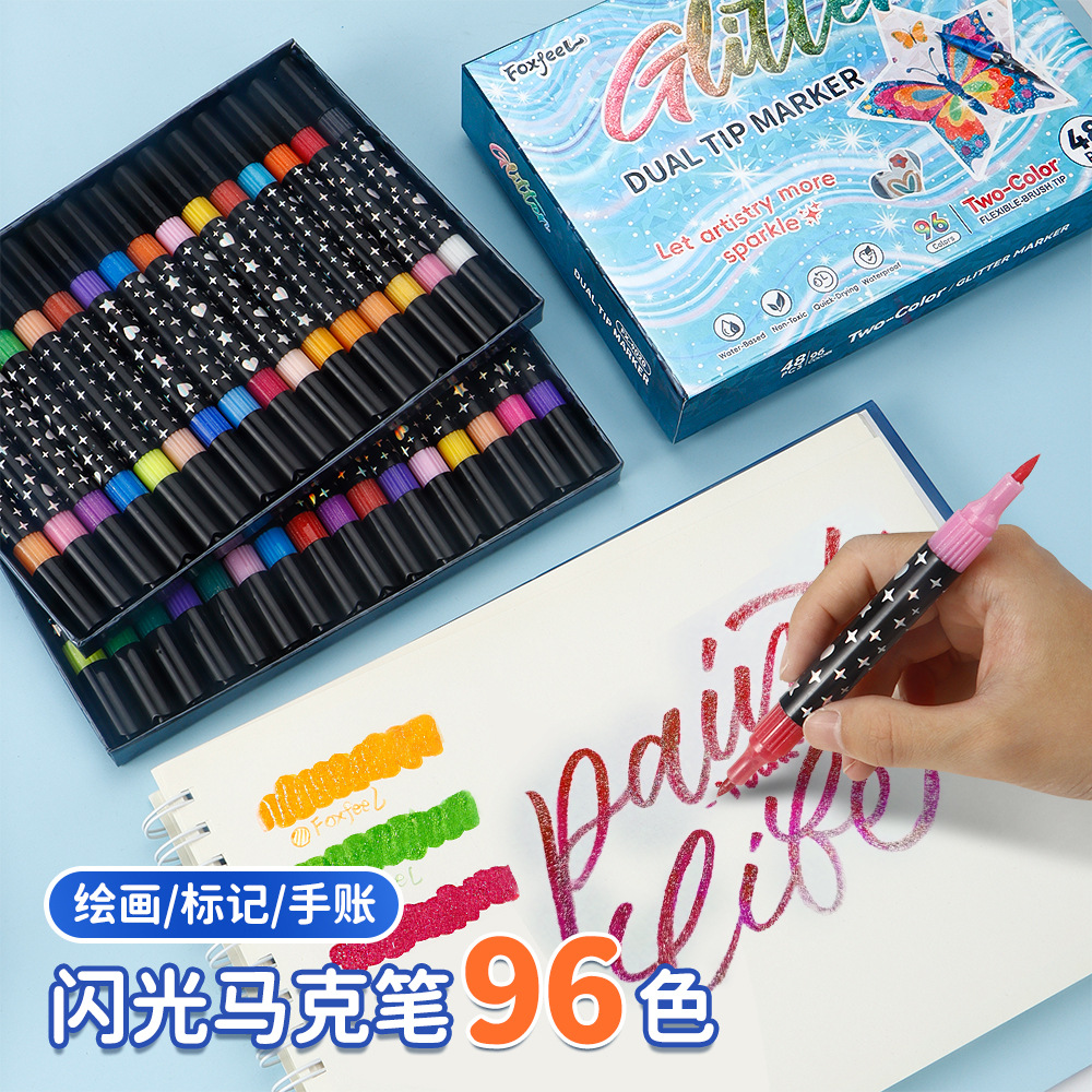 Flash transfronterizo de doble cabeza de doble color marcador de polvo de perla pinzón