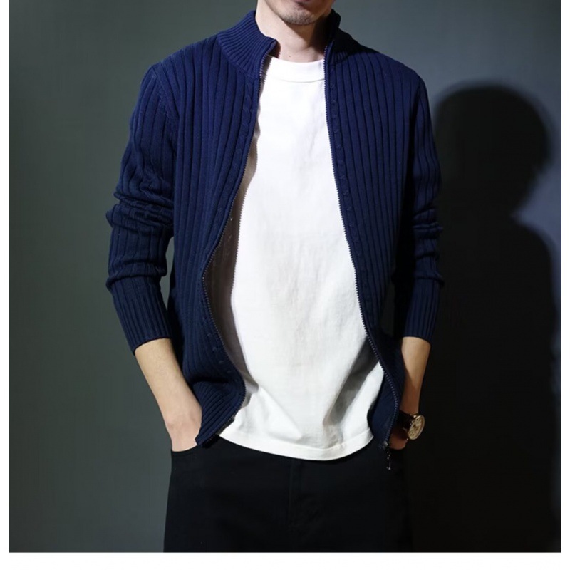 Chaqueta tipo cárdigan de punto para hombre, capa exterior gruesa, suéter holgado informal de tendencia_voghion.com