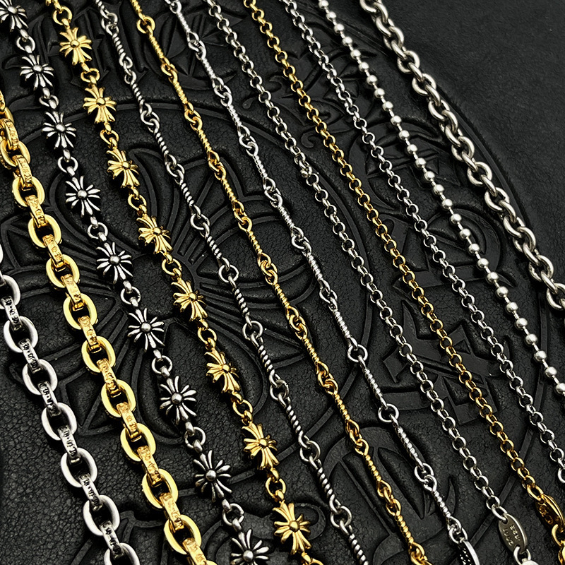 Trendy Chrome Hearts Single Chain Collection Letter Chain, Braided Chain, Cross Chain, Round Bead Chain, Pearl Chain Factory Wholesale Trendy Chrome Hearts Single Chain Collection Letter Chain, Braided Chain, Cross Chain, Round Bead Chain, Pearl Chain Factory Wholesale