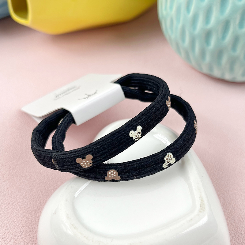 Alta cuerda elástica del lazo del pelo cuerda de pelo impreso negro simple banda de goma banda de pelo cuerda de pelo no duele accesorios para el cabello tocado estilo coreano