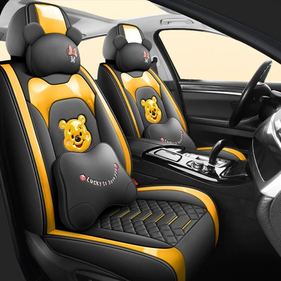 25-year-old new cartoon full-surrounded full-leather Universal seat cover - winnie-the-pooh-deluxe-edition-universal-for-five-seats