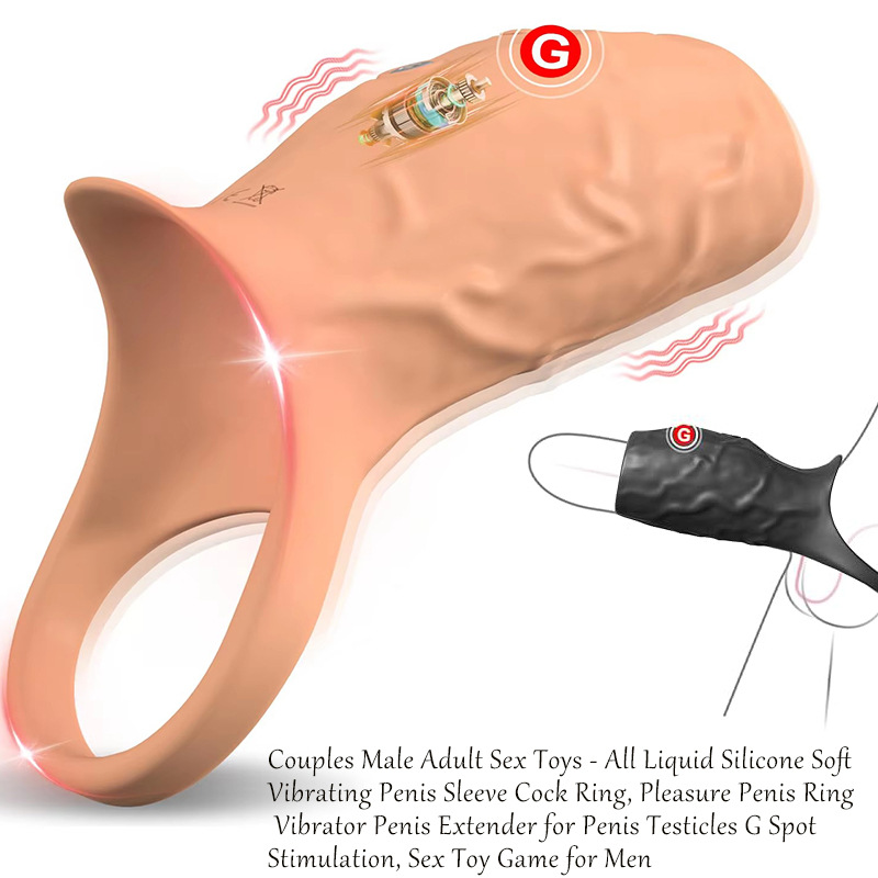 10-Frequency Vibrating Lock-On Condom Sleeve, Button-Controlled Prostate Massage Ring, Black — detail image 9
