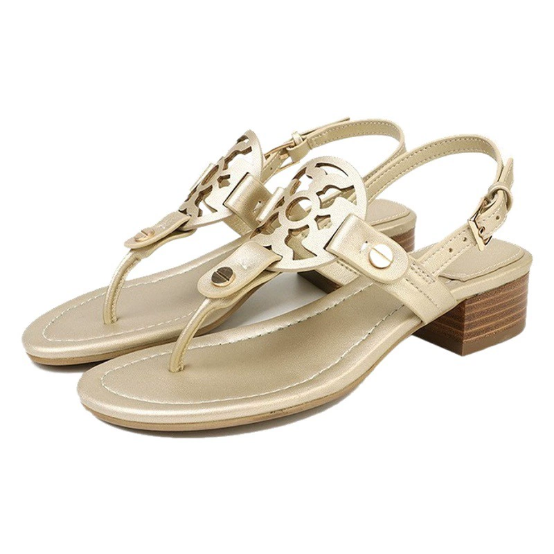 Модные американские ТБ, европейские и американские летние новые сандалии на среднем каблуке из воловьей кожи больших размеров, женские сандалии на массивном каблуке из натуральной кожи