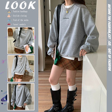 2025年新款无帽卫衣女韩版宽松百搭秋冬季ins潮牌中长款套头上衣