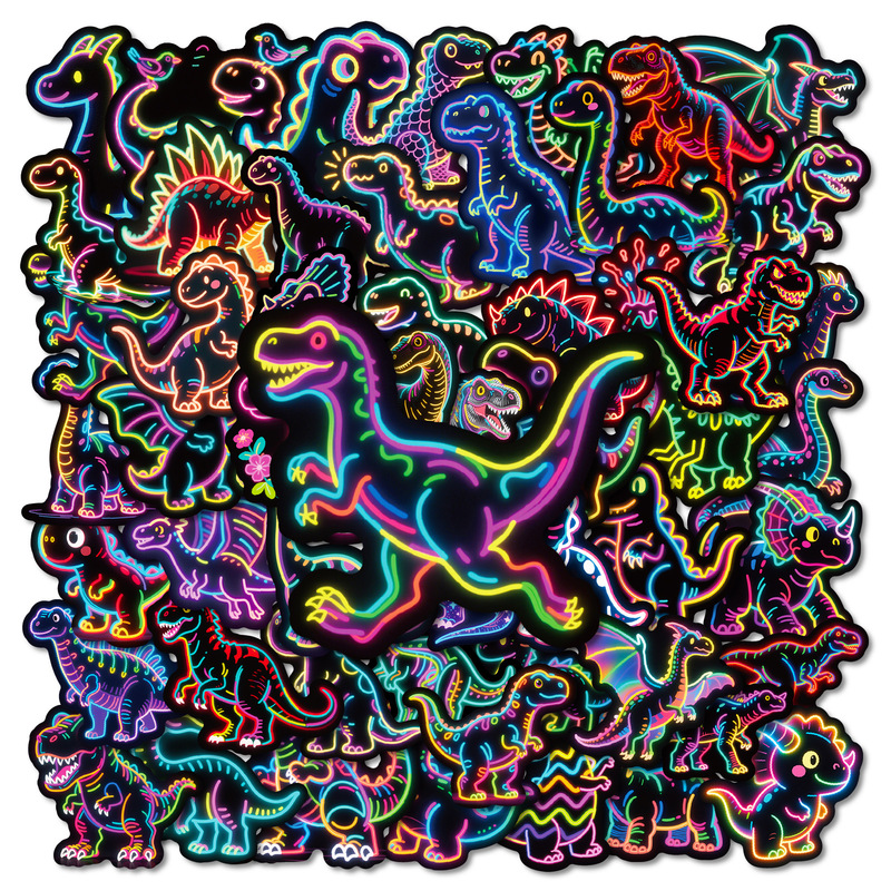 【Qualification Ce.Cpc】56 New Cross-Border Neon-Style Dinosaur Graffiti Stickers with Unique Designs That Are Not Repeated