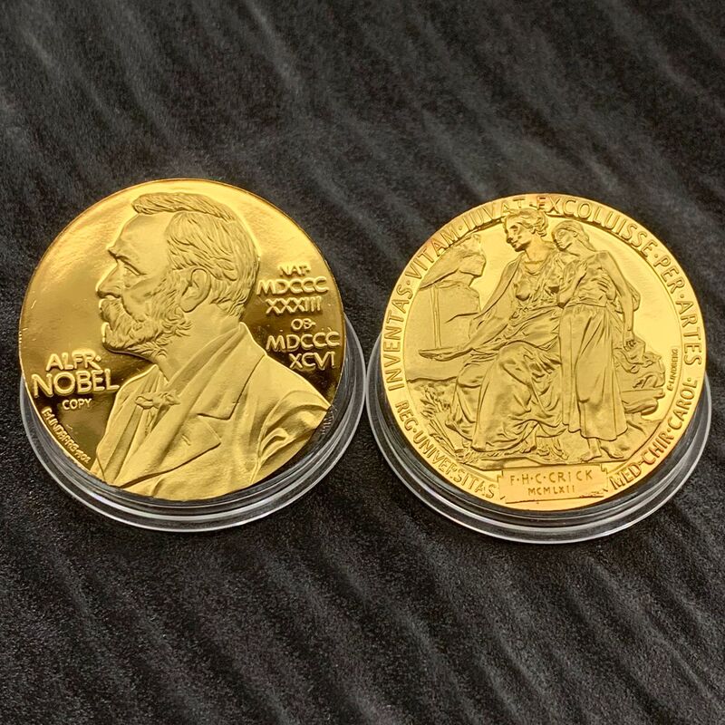 Nobel Prize Gold Plated Coin Medal Crafts Founder Portrait Scientist Inventor Honor Commemorative Gift Nobel Prize Gold Plated Coin Medal Crafts Founder Portrait Scientist Inventor Honor Commemorative Gift