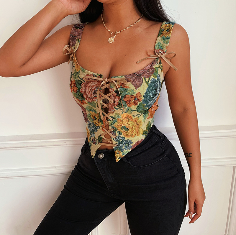 Retro Style Floral Embroidery Vest NSAFS107674