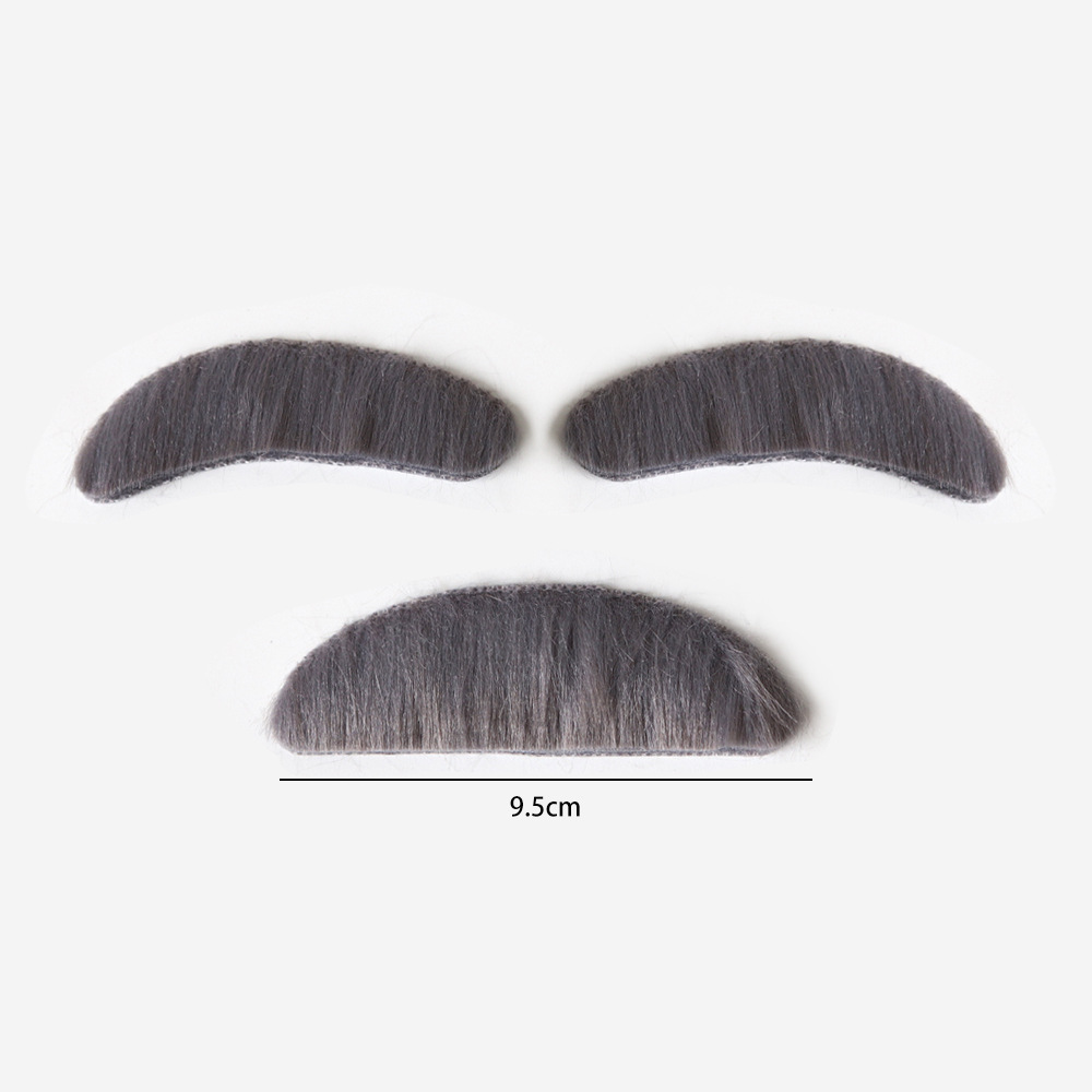 Juego de 3 barbas de color gris oscuro