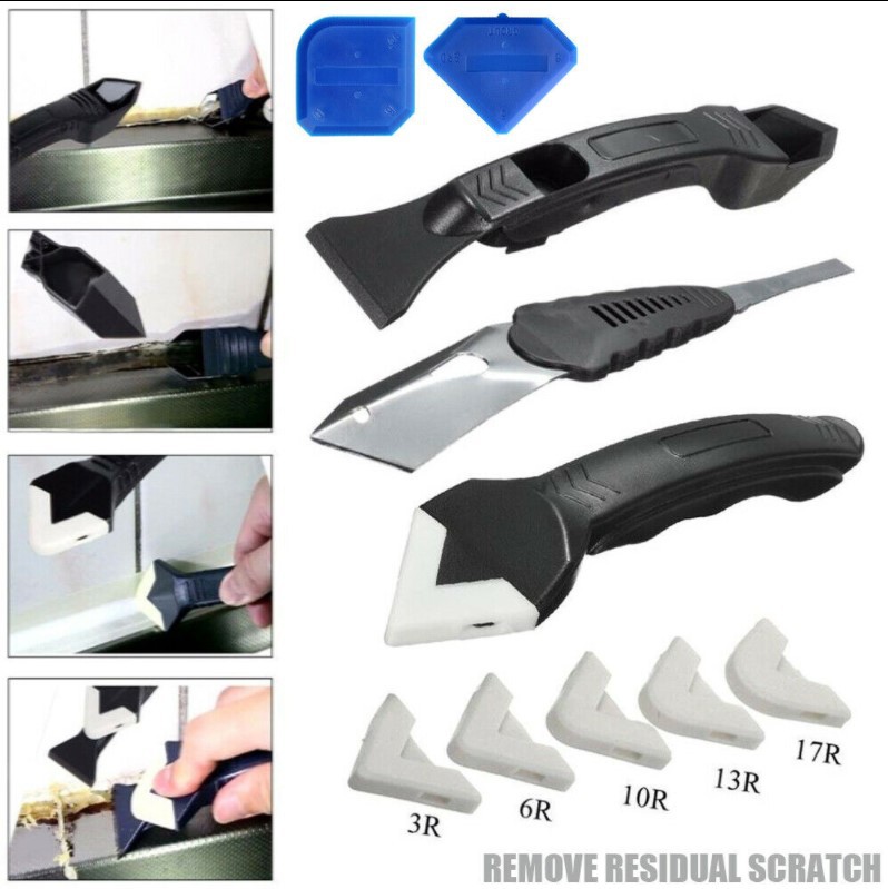 美缝刮板9件套玻璃胶铲胶器玻璃胶塑料刮板阴角除胶器地板清缝器