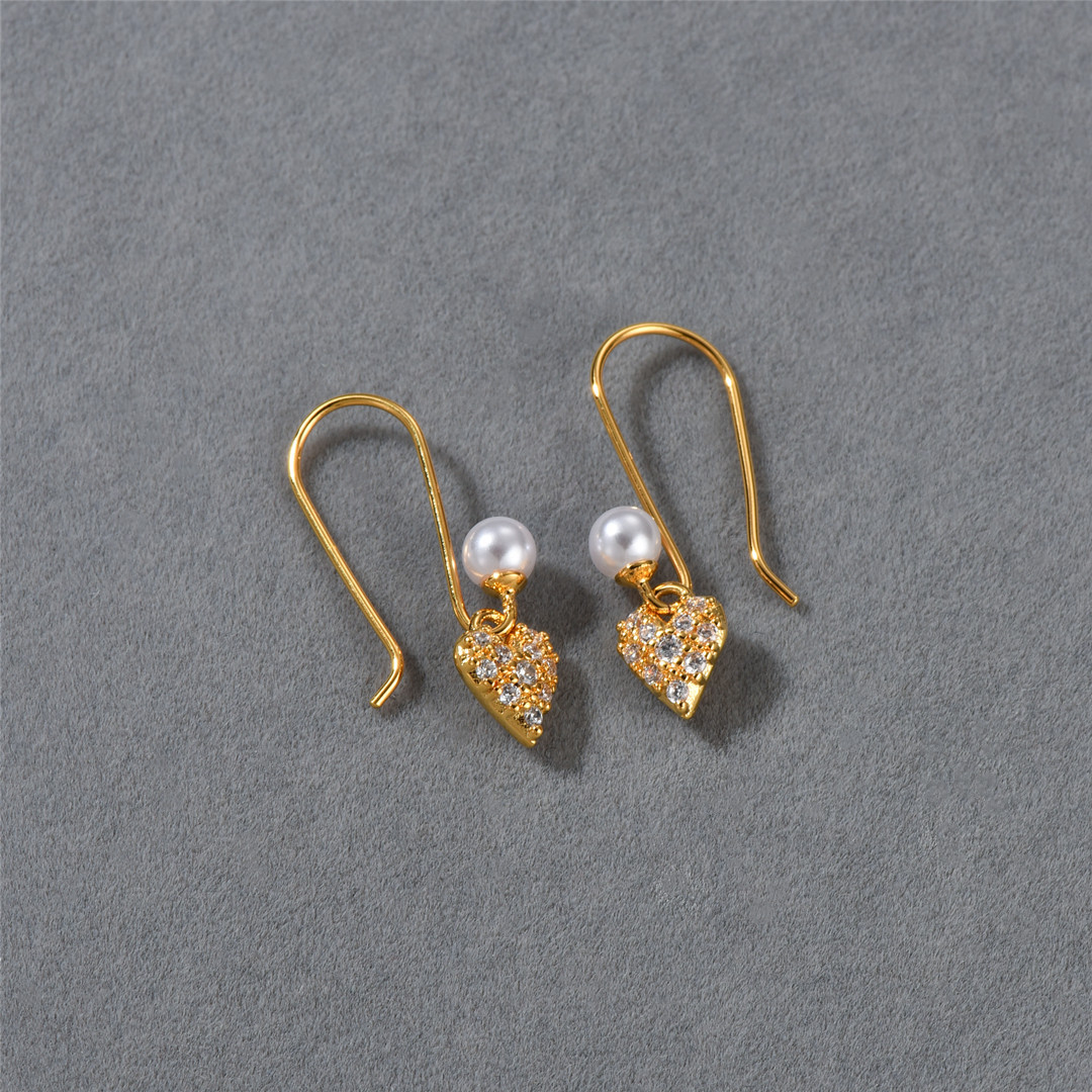 Pendientes colgantes de corazón con perla y diamantes para mujer_voghion.com