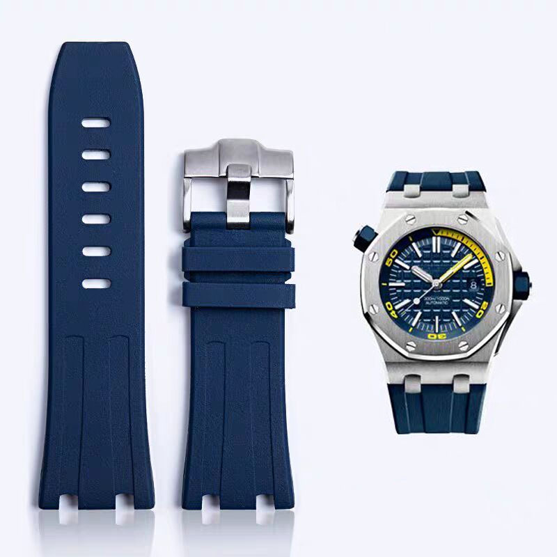 皇家橡树15703AP全自动机械胶表带防水橡胶男士手表带一件代发现