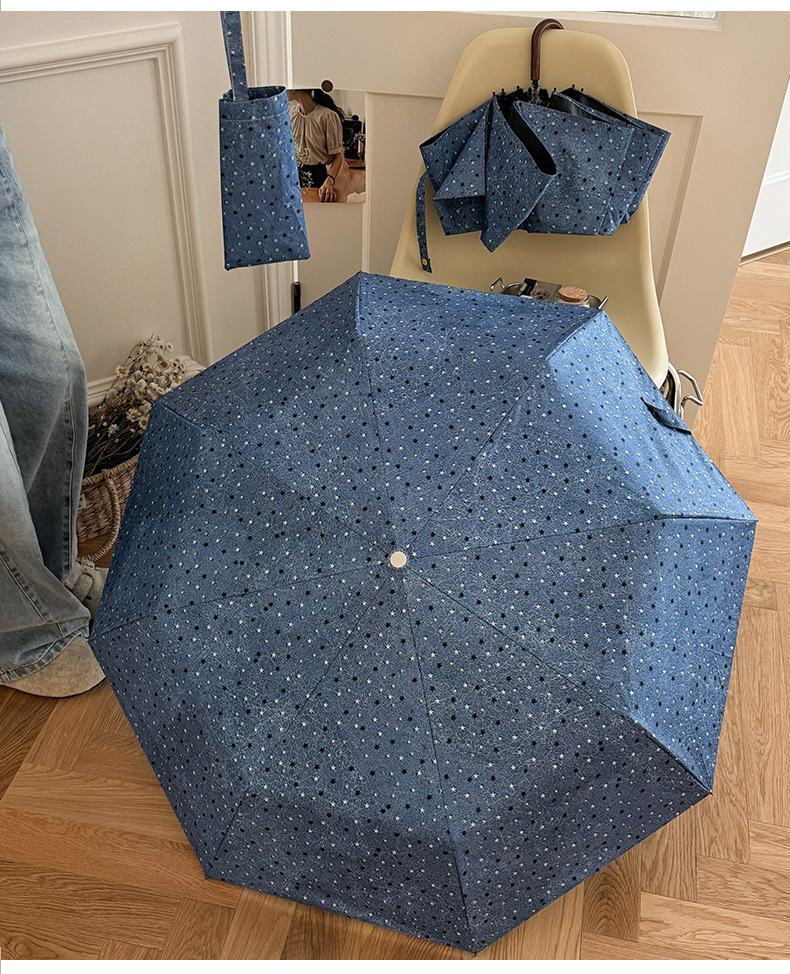 Automatic Folding Cowboy Star Umbrella Uv Protection Sunshade_voghion.com