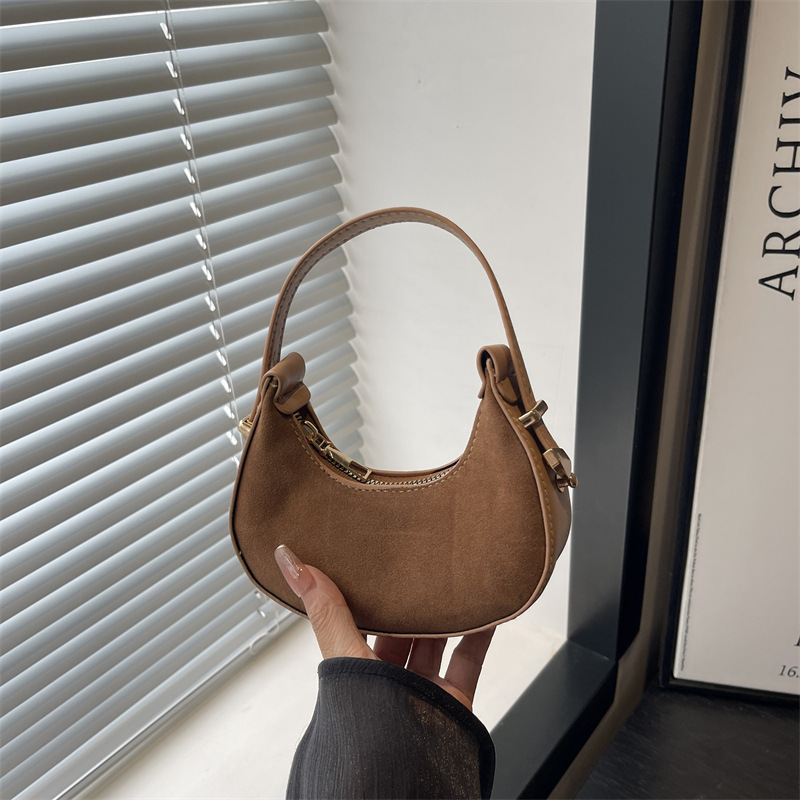 Mini Fashionable Suede Leather Women's Handbag, Half-Moon Shaped Wallet, High-Quality Lightweight Tote Mini Fashionable Suede Leather Women's Handbag, Half-Moon Shaped Wallet, High-Quality Lightweight Tote