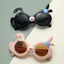 儿童墨镜高级感复古防晒眼镜潮时尚卡通兔子宝宝防紫外线太阳眼镜