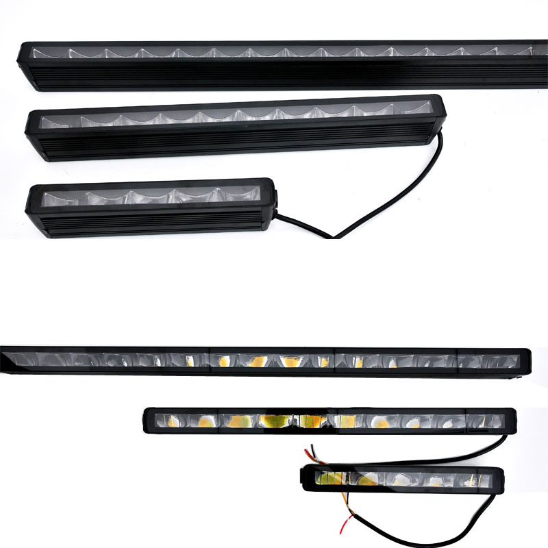 New Car Off-Road Vehicle Truck Led Single-Row Side-Emitting Black Background Yellow and White Dual-Color Ultra-Bright Spotlight Strip