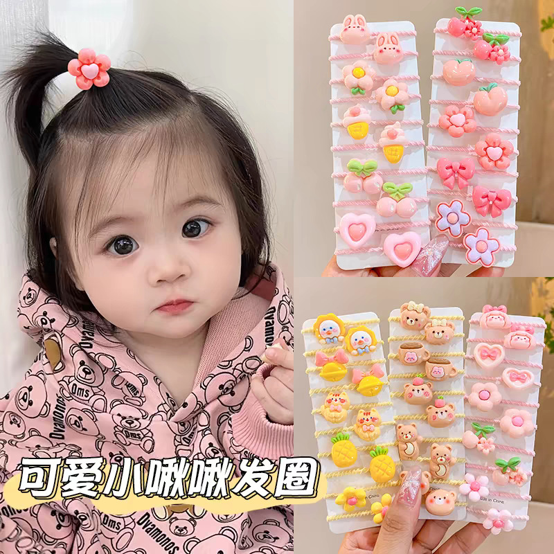 Niños de dibujos animados banda de goma niñas lindas bebés cuerdas de cabello elásticas no lastimas cuerdas de cabello pequeñas adornos para el cabello