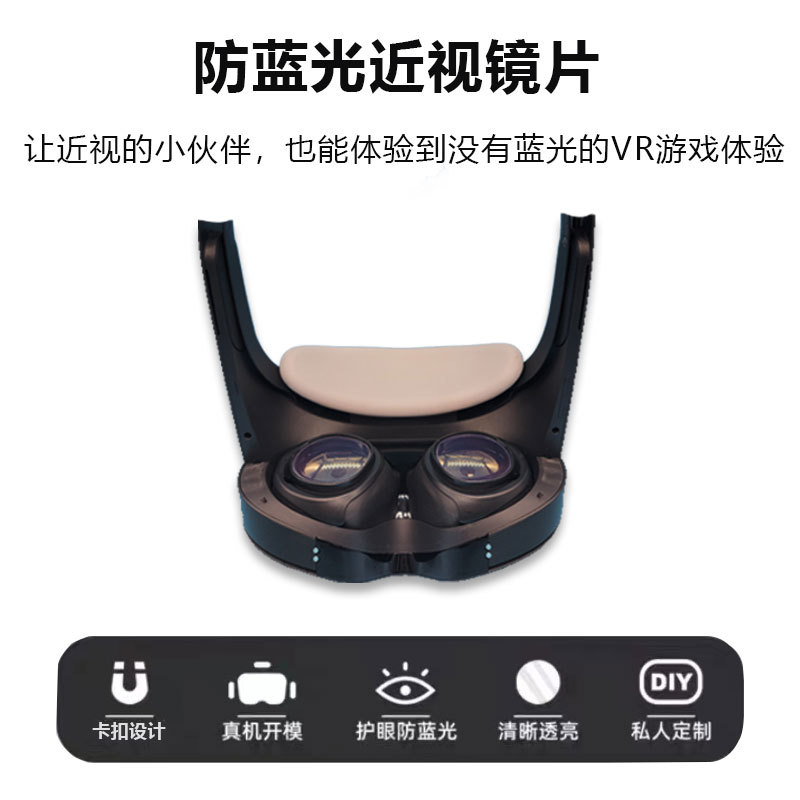 メタクエストプロ近視用メガネ、射出成形フレーム、ブルーライトカット、スマートアクセサリー、VRゲームレンズ