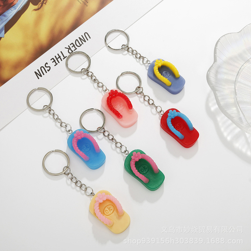 Cross-border Hot Simulation Cartoon Flip Flops New Personality Fashion Creative Slippers Keychain Men's and Women's Bag Pendant