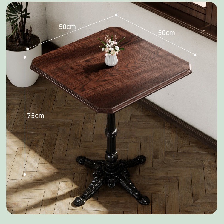Mesa y silla de cafetería americana retro francesa panadería de comida ligera dulces tienda de azúcar y agua bistrona mesa de madera maciza image 21