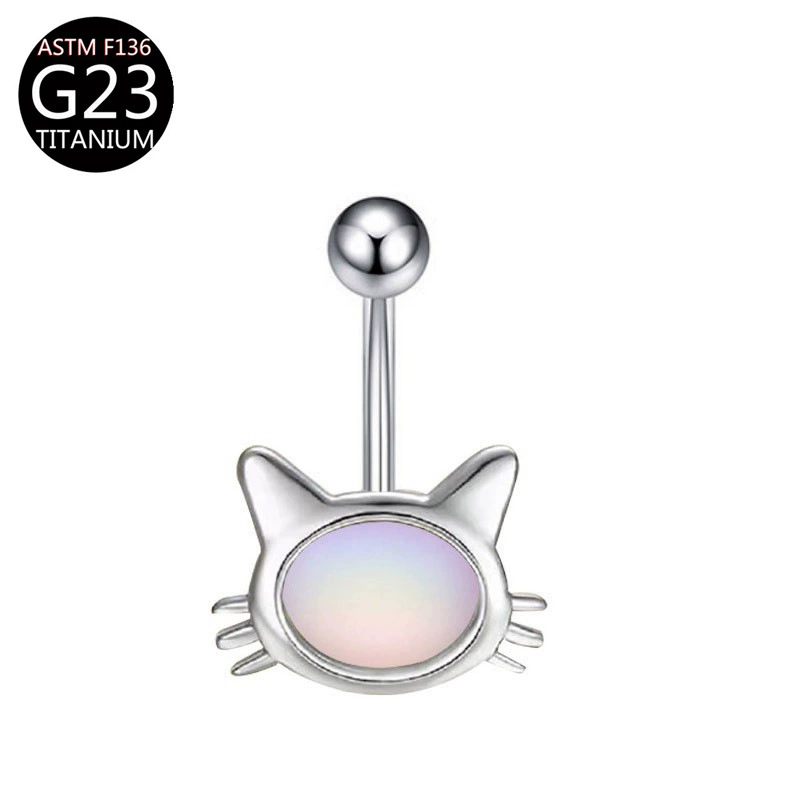 Physiological belly button piercing drop-shaped with zircon, flowered