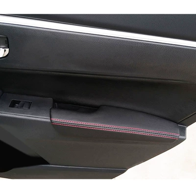 14-18 Lei Ling New Corolla Door Panel Bag Leather Cover Double-hold Door Armrest Wrapping Leather Armrest Leather Cover Renovation (Sürətlər qutusu və əl tormozu başlıqları) - 4-door-armrest-leather-black-leather-red-line-glue-tool