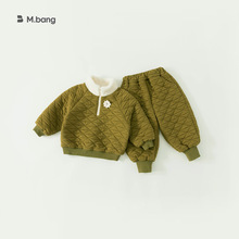 宥宝童装冬休闲女童立领加厚卫衣两件套儿童套装小童吴兴