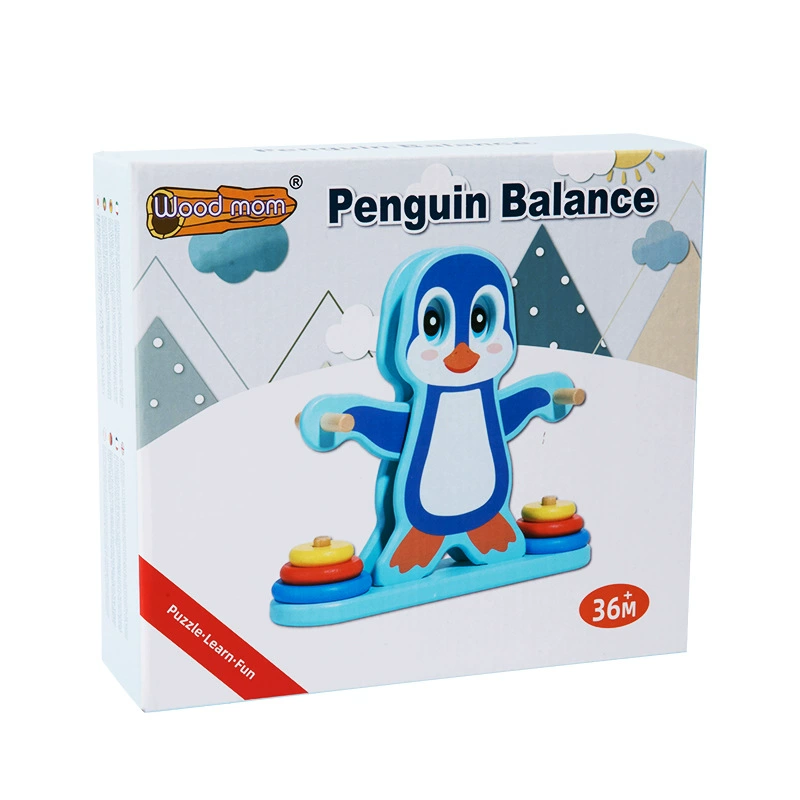 Table constructor, interactive action game, wooden toy, pinguin, teaches balance, early education