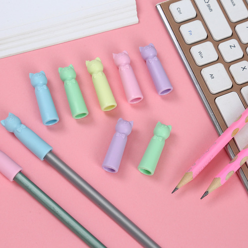New cartoon pen cap, eraser, pencil extender, traceless and chip-free protective cover, soft rubber cat ear pencil cap