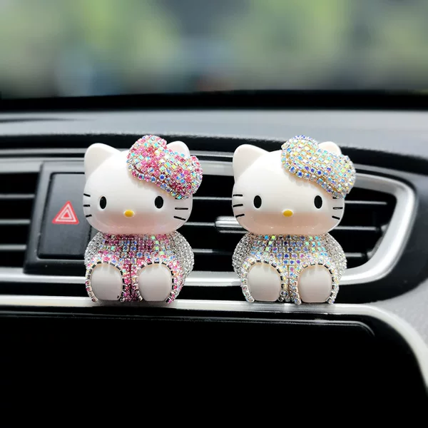 Car Perfume Ornaments Cartoon Cute Kt Air Outlet Aromatherapy Clip New Car Deodorizing Air Conditioning Mouth Decorative Supplies for Women