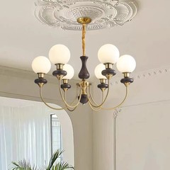 法式客廳吊燈中古實木臥室燈美式復古餐廳主燈新中式魔豆衣帽間燈