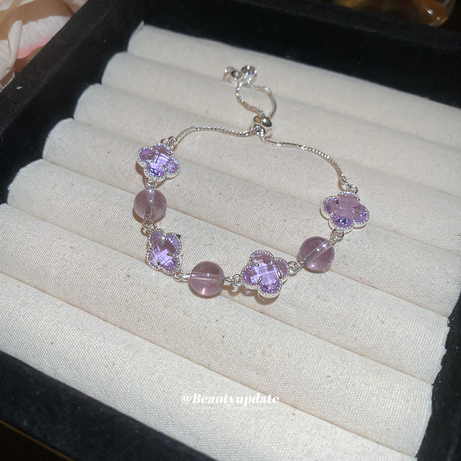 Flor de cristal con incrustaciones de diamantes Pulsera ajustable Pulsera exquisita de moda Lujo ligero Pulsera de temperamento de alta gama Pulsera de temperamento versátil