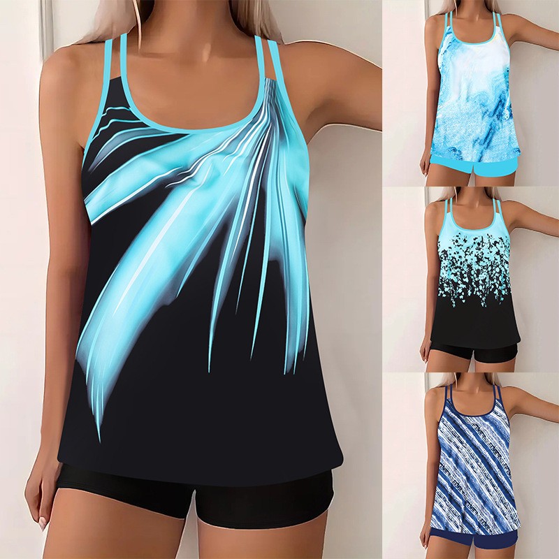 2025 Bikini New European and American Split Swimsuit Printed Cross-Border Swimsuit Large Size Bikini Amazon Wholesale