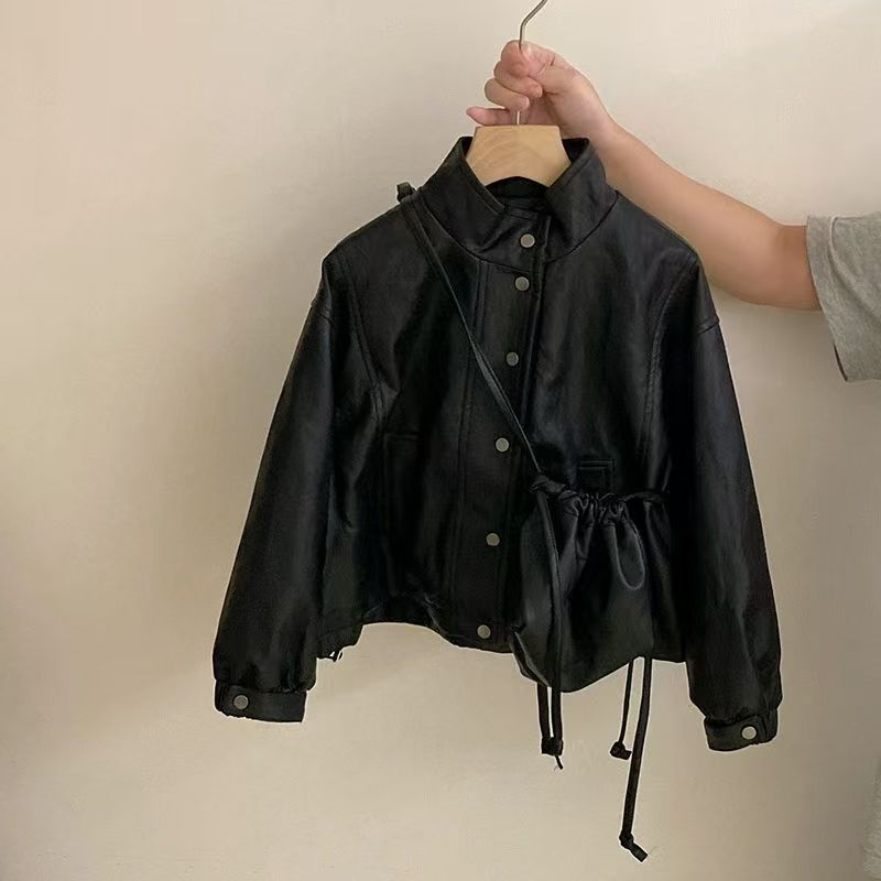 女童潮酷皮夹克外套秋季套装2025款韩版中大童百搭时尚豹纹休闲裤|undefined