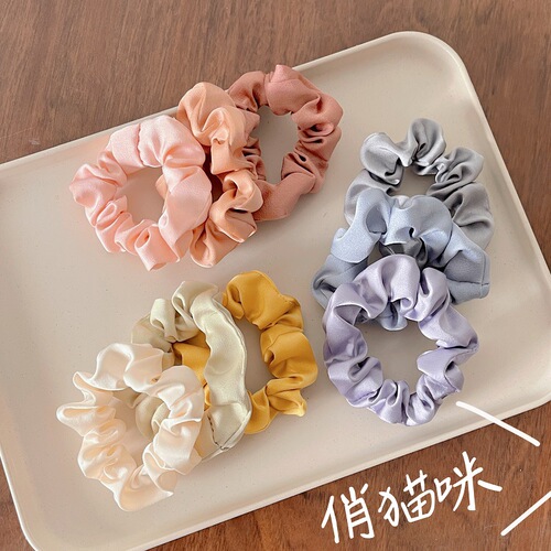 Korean version of solid color large intestine ring, high-end rubber band, ponytail head rope, cross-border head flower, European and American fat intestine hair ring hair accessories for women