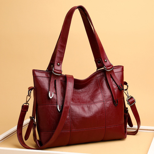 Amazon Women's Bag 2025 PU Soft Leather Texture Large Capacity Fashion Splicing Tote Bag