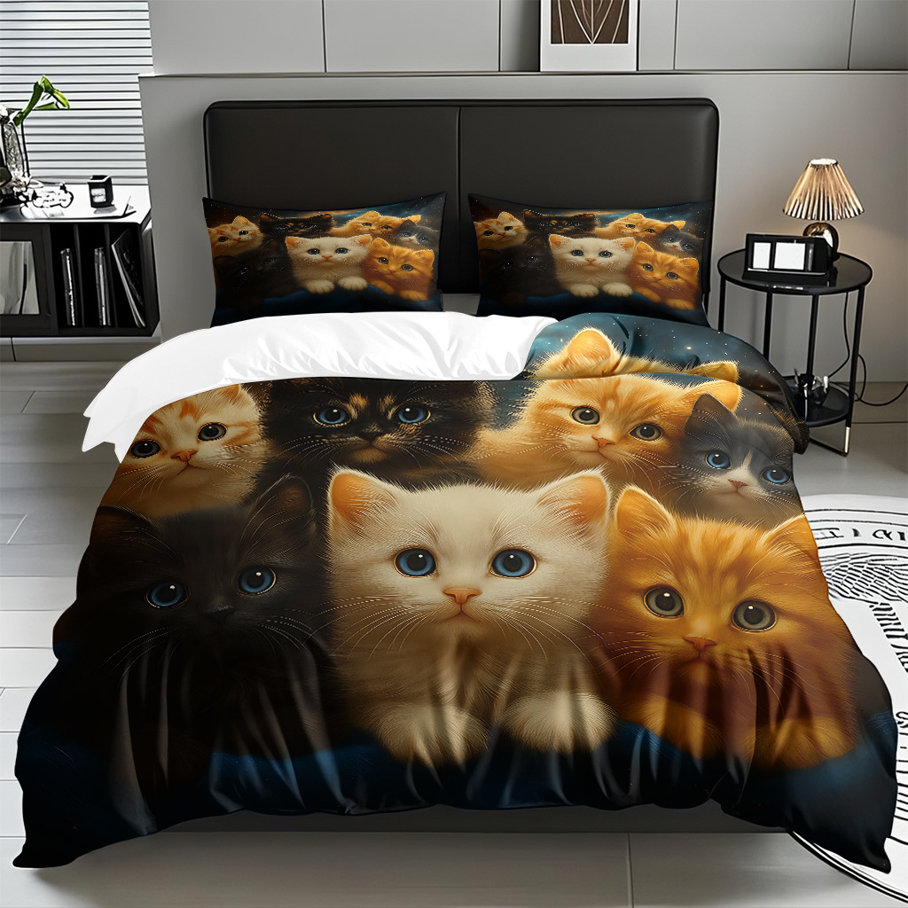 Kit de edredón de impresión digital para gatitos de piel directa a la fábrica puede llevar TEMU / JIT