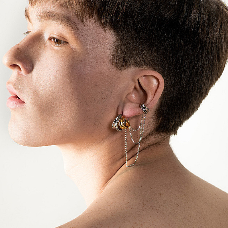 Fashion Geometric Tassel C-shaped Ear Clip Wholesale Nihaojewelry display picture 3
